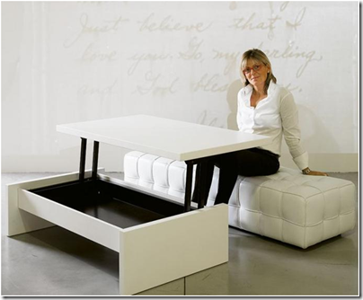 table basse relevable blanche