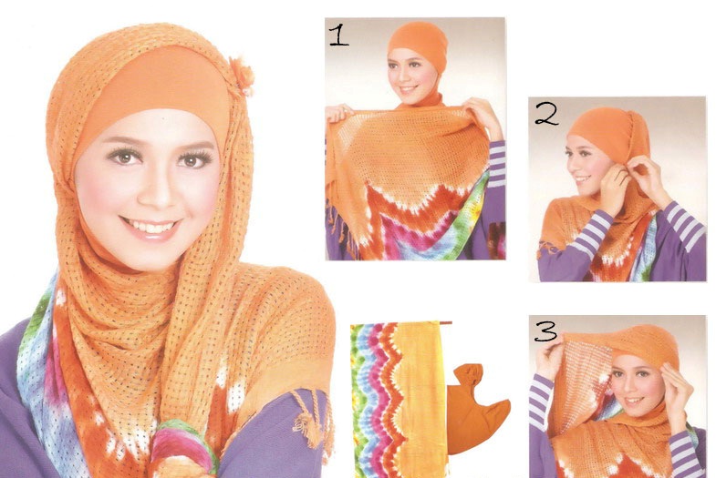 Cara Memakai Jilbab Pashmina Pelangi