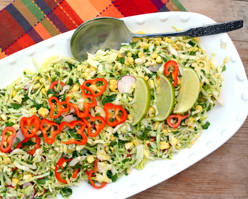 Green Cabbage Salad with Fresh Lime Vinaigrette, another fresh, healthy salad ♥ A Veggie Venture. Vegan. Gluten Free. Great for Meal Prep. Weight Watchers Friendly.