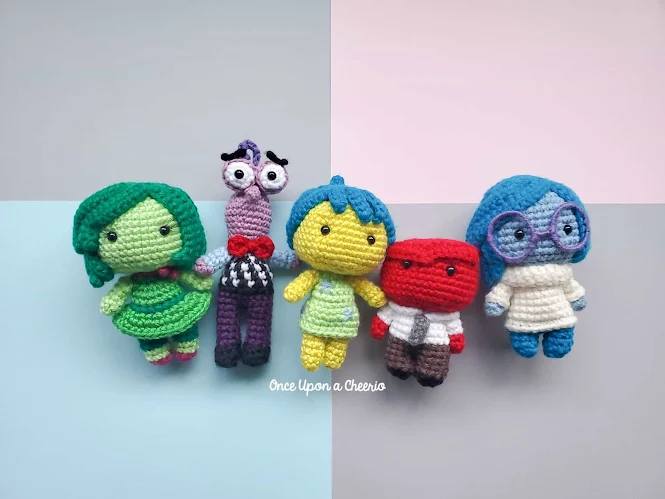 Crochet Inside Out Amigurumi Dolls - Joy, Sadness, Disgust, Anger, Fear