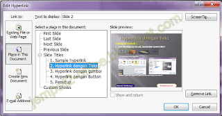 fungsi Hyperlink pada MS PowerPoint 2010 untuk membuat menu navigasi