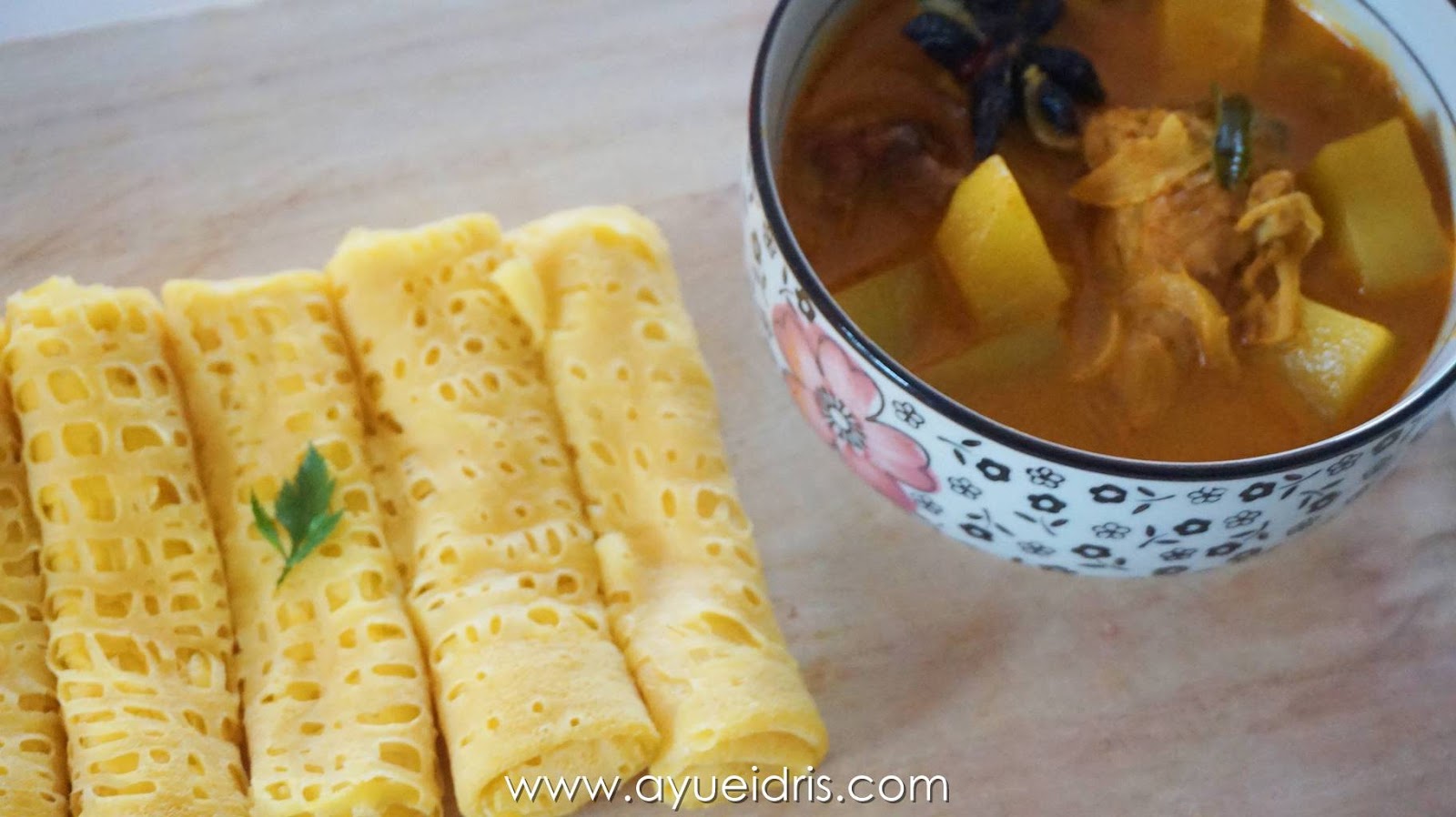 Resepi Roti Jala Cheese Roll Kari Ayam tanpa santan - Ayue 