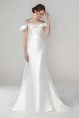 Best Pearl Mikado Wedding Dress with Skirt Split