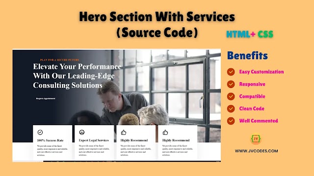 Hero Section With Services Using HTML and CSS