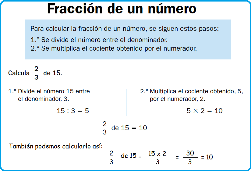 Resultado de imagen de para hallar la fraccion de un numero primero se divide o multiplica