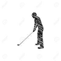 silueta de hombre jugando al golf
