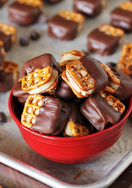 Close-Up of Cookie Dough Pretzel Bites in Bowl Image