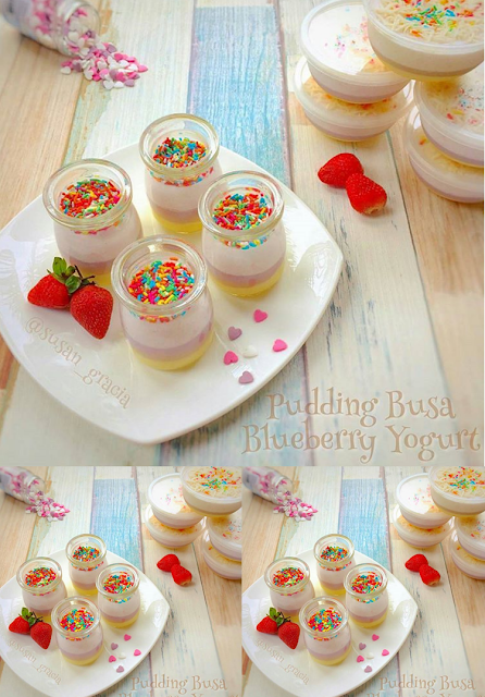  masih stay di seputaran makanan ringan dan snack buat pasukan krucil yang lagi liburan Resep Pudding Busa Blueberry Yogurt Enak dan Sederhana