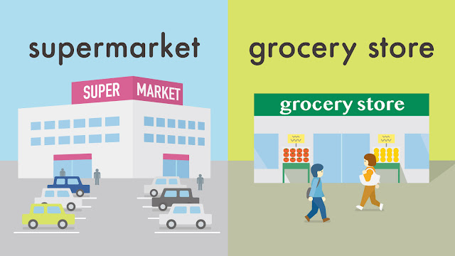 supermarket と grocery store の違い