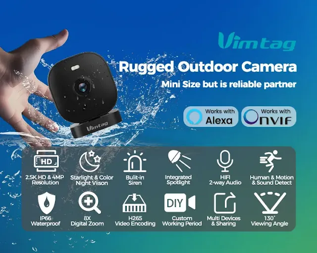 VIMTAG Mini Security Camera Indoor Outdoor Home Security Waterproof CCTV Camera