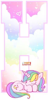 Abecedario de Unicornio Durmiendo. Sleeping Unicorn Abc.
