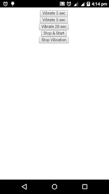 Create vibration in android smart phone using cordova