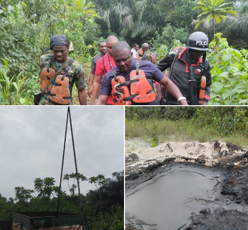  Khana LGA chairman discovers illegal Oil refining site leads security agents for its destruction