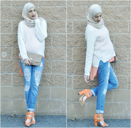 Style Hijab Model Celana  Jeans  Untuk Wanita Berhijab 