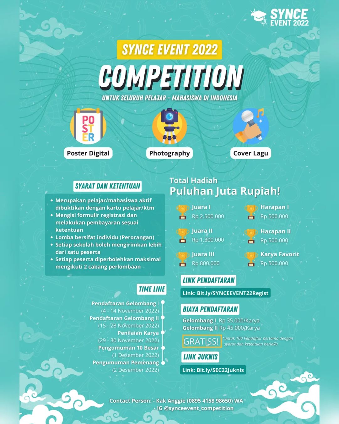 Gratis Synce Event Competition 2022: Lomba Poster, Fotografi dan Cover Lagu