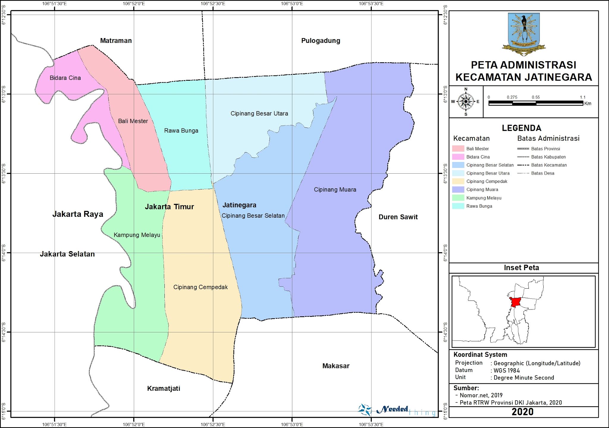 Peta Administrasi Kecamatan Jatinegara Kota Jakarta Timur 