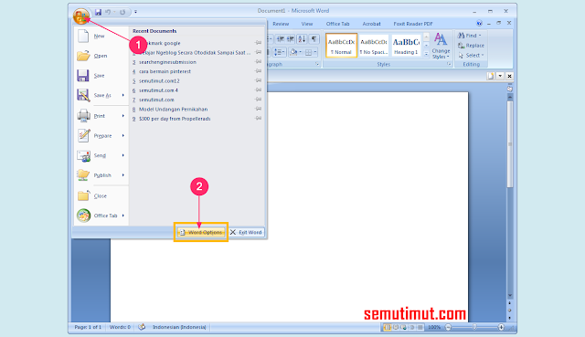 cara mengubah ukuran inchi ke cm di microsoft word 2007