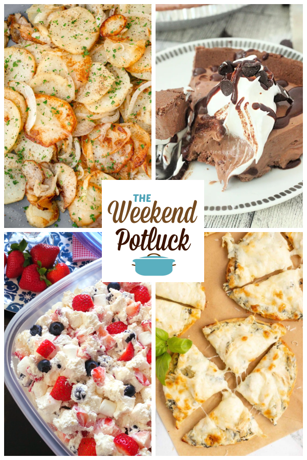 A virtual recipe swap with Fried Potatoes & Onions, Three Ingredient Chocolate Pie, Red White & Blue Cheesecake Salad, Chicken Spinach Artichoke Pizza and dozens more!