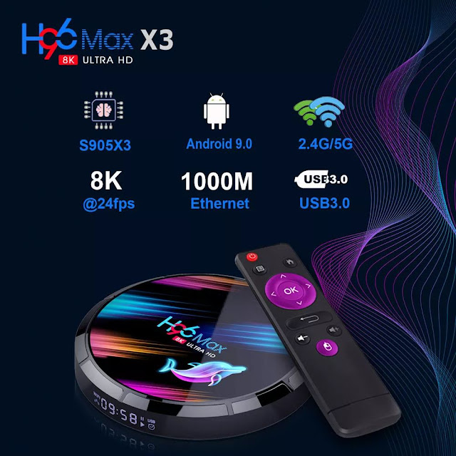 H96 Max X3 Amlogic S905X3 4GB RAM 128GB ROM 5G WIFI bluetooth 4.0 1000M LAN Android 9.0 4K 8K VP9 H.265 TV Box