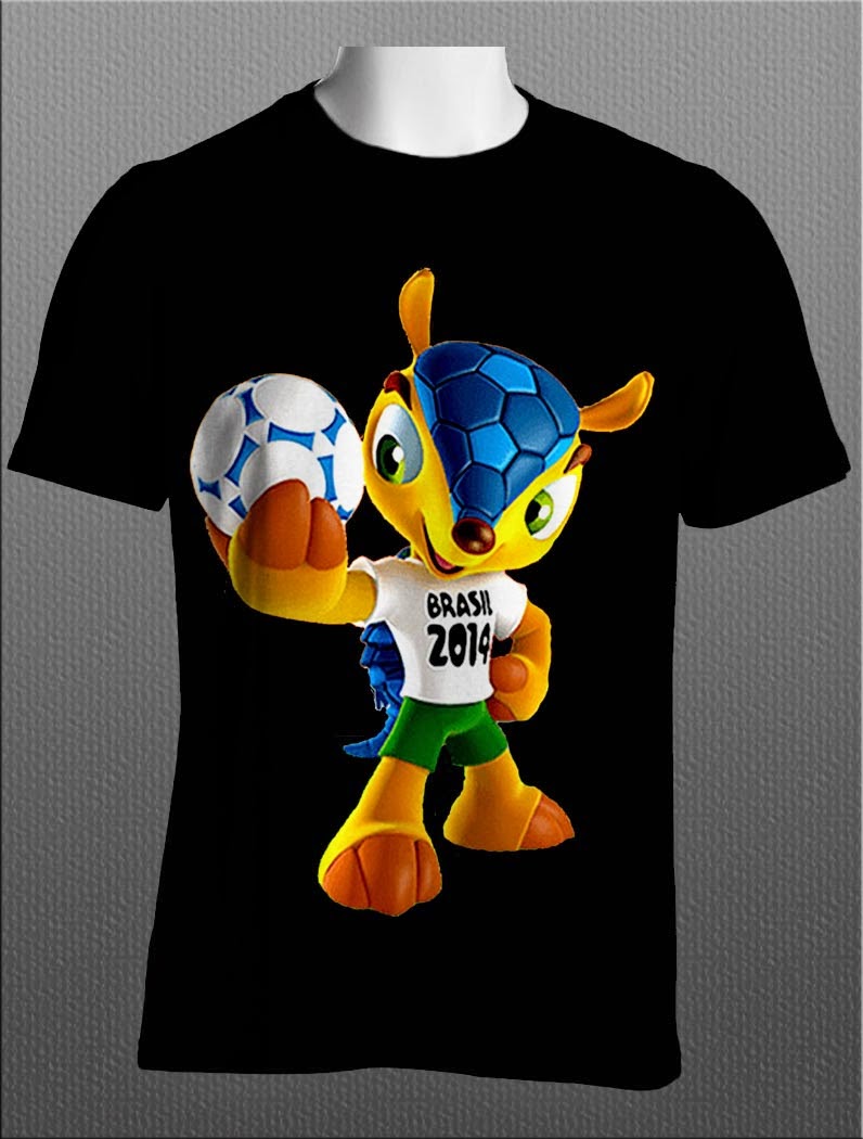 Maskot Piala Dunia Brazil Sablon Kaos Satuan Cetak Kaosmu Print