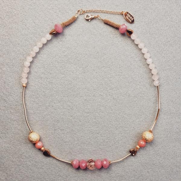 Blush Pink And Gold Mink&Stone Valentine's Day Necklace