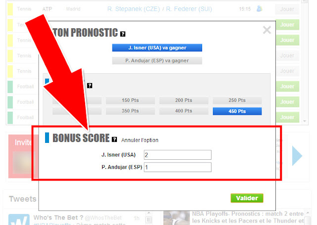 Option "Bonus Score" fait son apparition dans la nouvelle version du jeu Who's the Bet