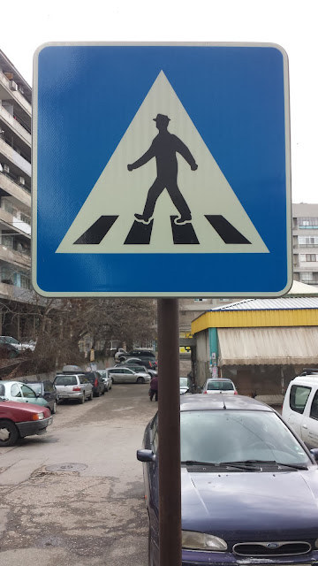 Hatted, Pedestrian Crossing, Sign, Yambol,