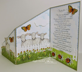 ODBD Psalm 23 Script, ODBD The Shepherd, ODBD Butterfly and Bugs, ODBD Custom Butterfly and Bugs Dies, ODBD Fence Die, ODBD Custom Clouds and Rain Dies, Card Designer Angie Crockett