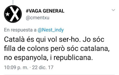 Català és qui vol ser-ho, jo sóc filla de colons però sóc catalana, no espanyola, i republicana