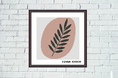 Simple abstract leaf cross stitch pattern - Tango Stitch