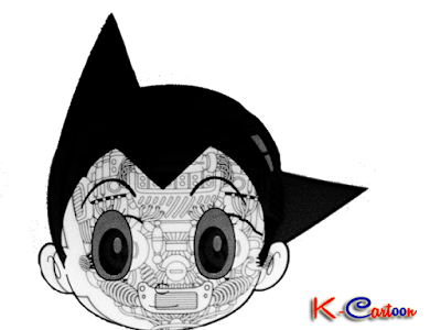 manusia mesin astro boy hitam putih