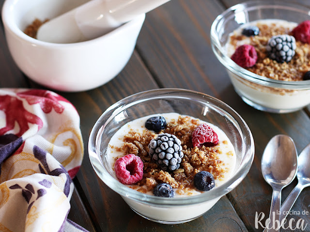 Yogur con muesli y frutos rojos