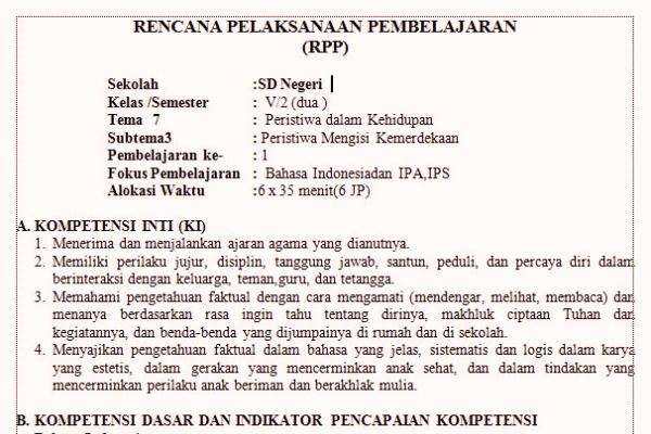 Rpp K13 Kelas 5 Tema 7 Insiden Dalam Kehidupan - SekolahSD ...