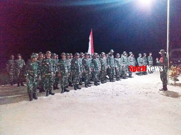 Dan SSK Kapten Inf Jamaluddin , Pimpin Apel Malam Satgas TMMD Ke-105 Kodim 1404/Pinrang