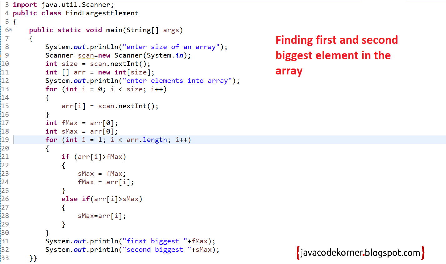 Java Program to Find First and Second Highest Numbers in