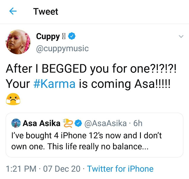 ‘Your Karma Is Coming’ - DJ Cuppy Drags Celebrity Ex-Boyfriend On Twitter