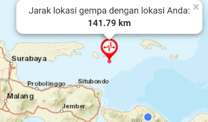 Secreenshot gambar lokasi gempa di Sumenep