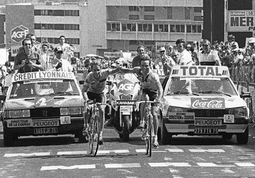 Alpe d'Huez in 1986 when Greg Lemond and Bernard Hinault grabbed hands over the finish line. 