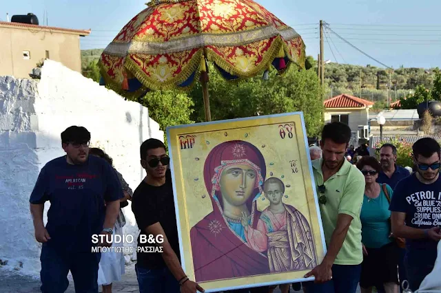 Υποδοχή της Ιεράς Εικόνας της Παναγίας του Καζάν στις Μυκήνες (βίντεο)