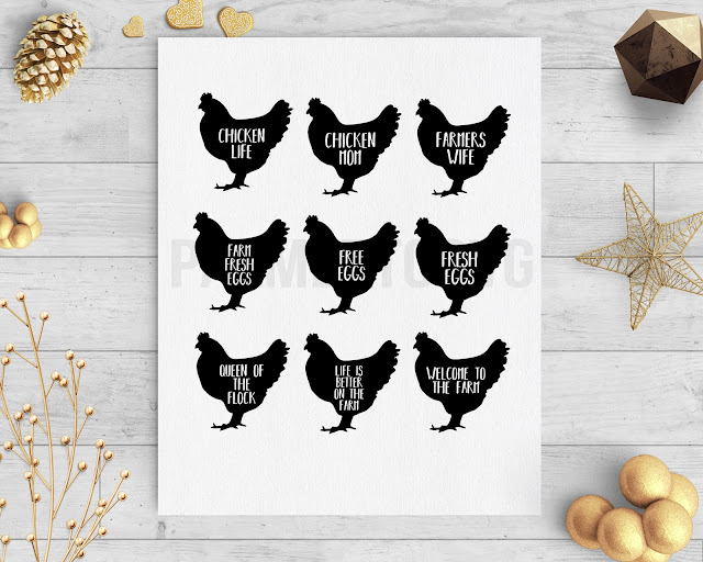 hen chicken farm clip art silhouette cameo cricut download