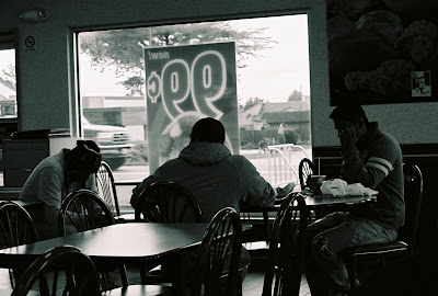 99 cent street photography, KFC restaurant, 3 patrons, film