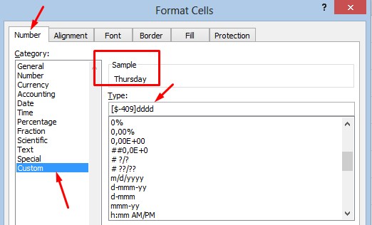 Mengubah Tanggal Menjadi Hari di Excel Melalui Format Cell