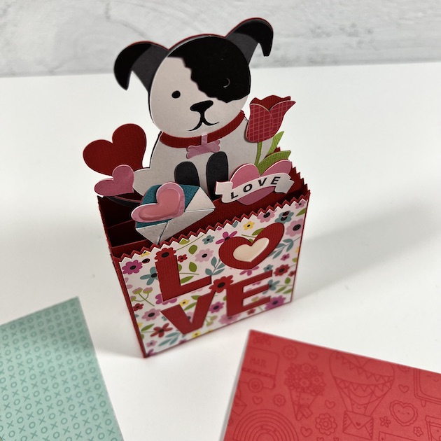 Valentine's Day 3D Puppy Dog Card with Hearts & Flowers