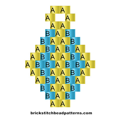 Free beginner brick stitch seed bead earring pattern labeled color chart.