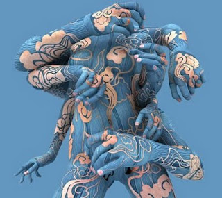Blue Style tattoos Body painting