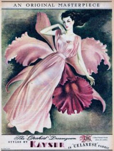 1947 Orchid Dreamgown Kayser Ad Celanese Fabrics