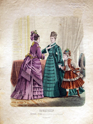 2 women and child - fashion 1870s