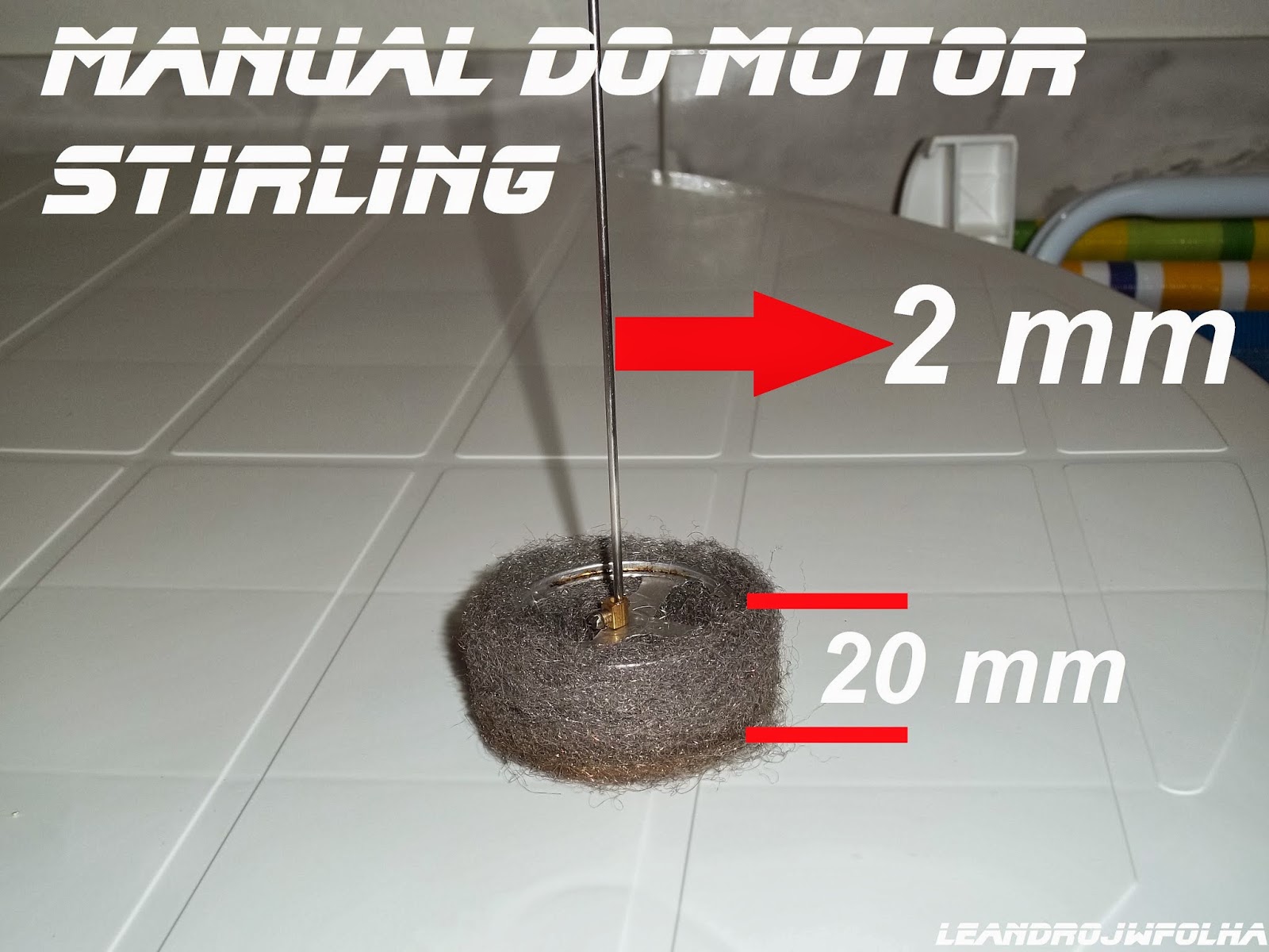 Manual do motor Stirling, pistão deslocador feito em lã de aço