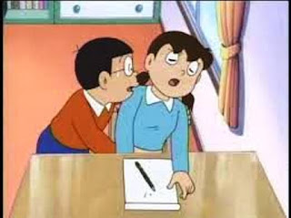 Gambar lucu Nobita dan Shizuka dalam serial animasi kartun doraemon