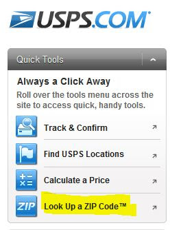 Look up a Zip Code in USPS